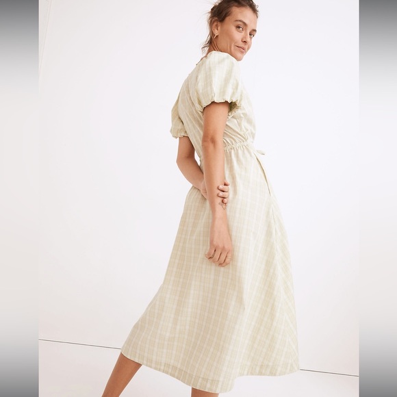 Madewell Plaid Tie-Waist Midi Dress like new - Picture 4 of 5